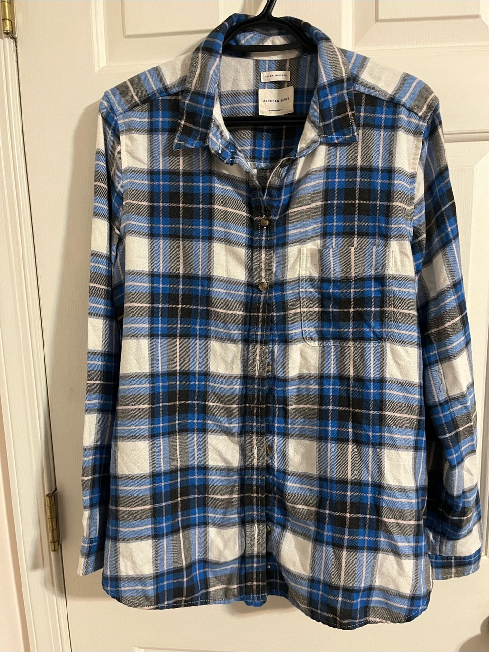 American Eagle Boyfriend Fit Button-Down Plaid Women’s Shirt Size Large